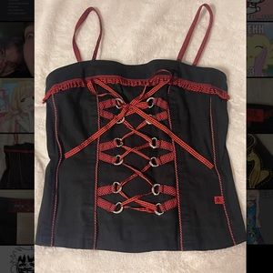 Tripp NYC Red and black plaid Vintage rare corset top Size M
